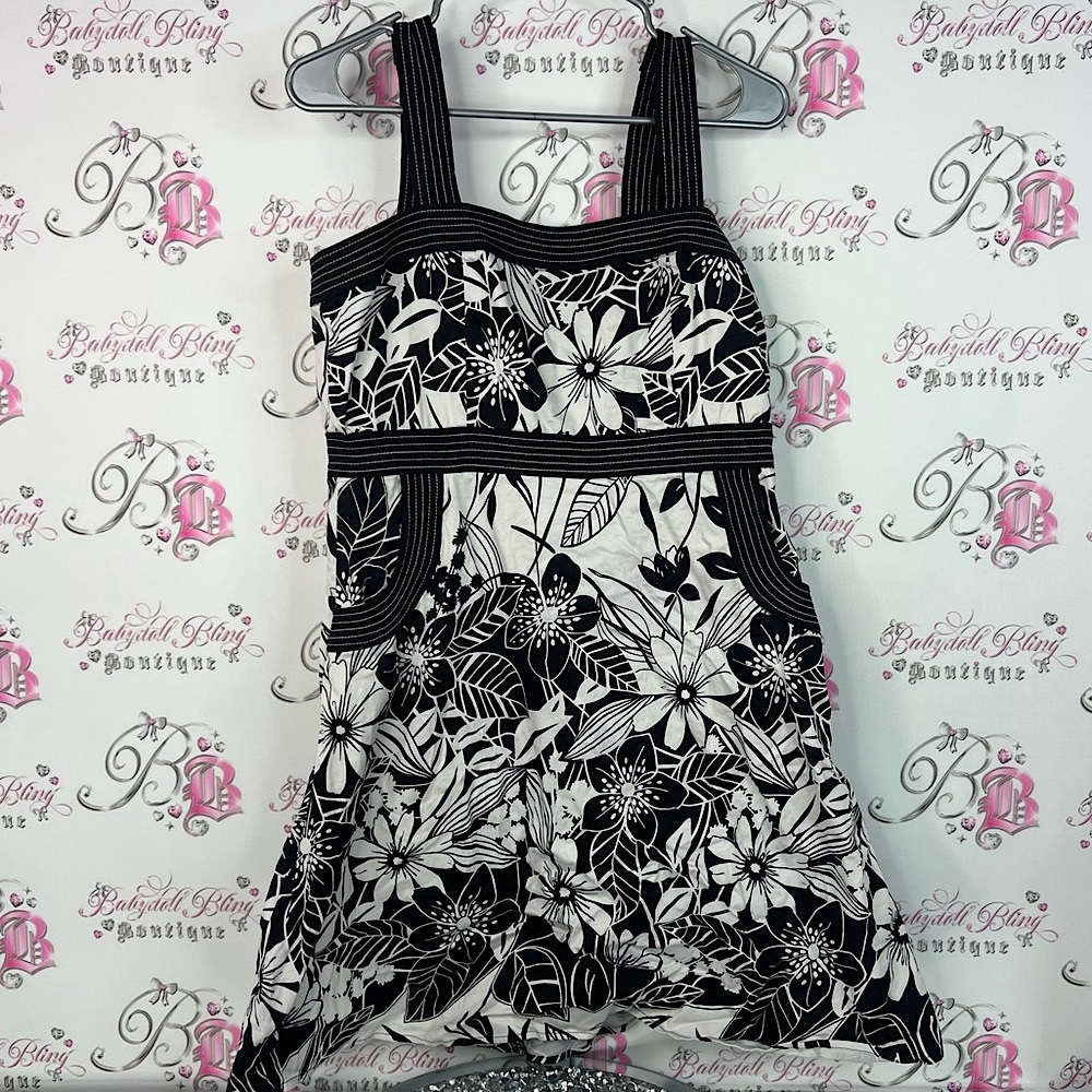 Spense dress flowers floral pop art block art Black and White Striped Dress